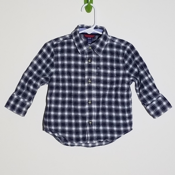 Gap Plaid Button Down Polo Shirt 12-18m - Picture 1 of 4